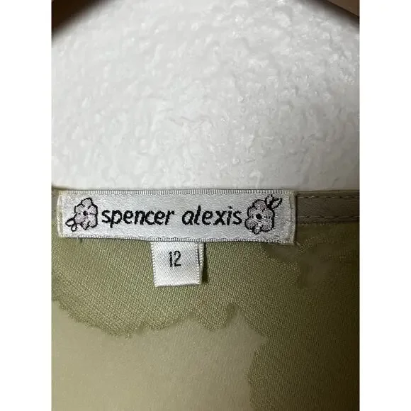 Vintage Spencer Alexis Silk Skirt Top Set Green Lace Velvet Burnout Size 12 - Picture 10 of 12